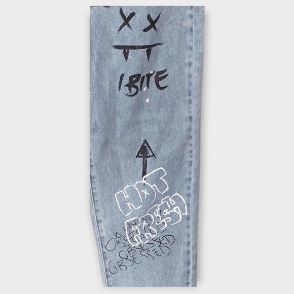 NEW With TAGS - Womens Gemma Rae High Rise Mom Graffiti Blue Jean Size 7 - Picture 7 of 9